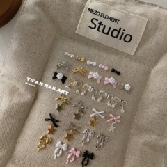 YIFANNAIL【可爱少女】珍珠蝴蝶结 山茶花蝴蝶结美甲饰品R52