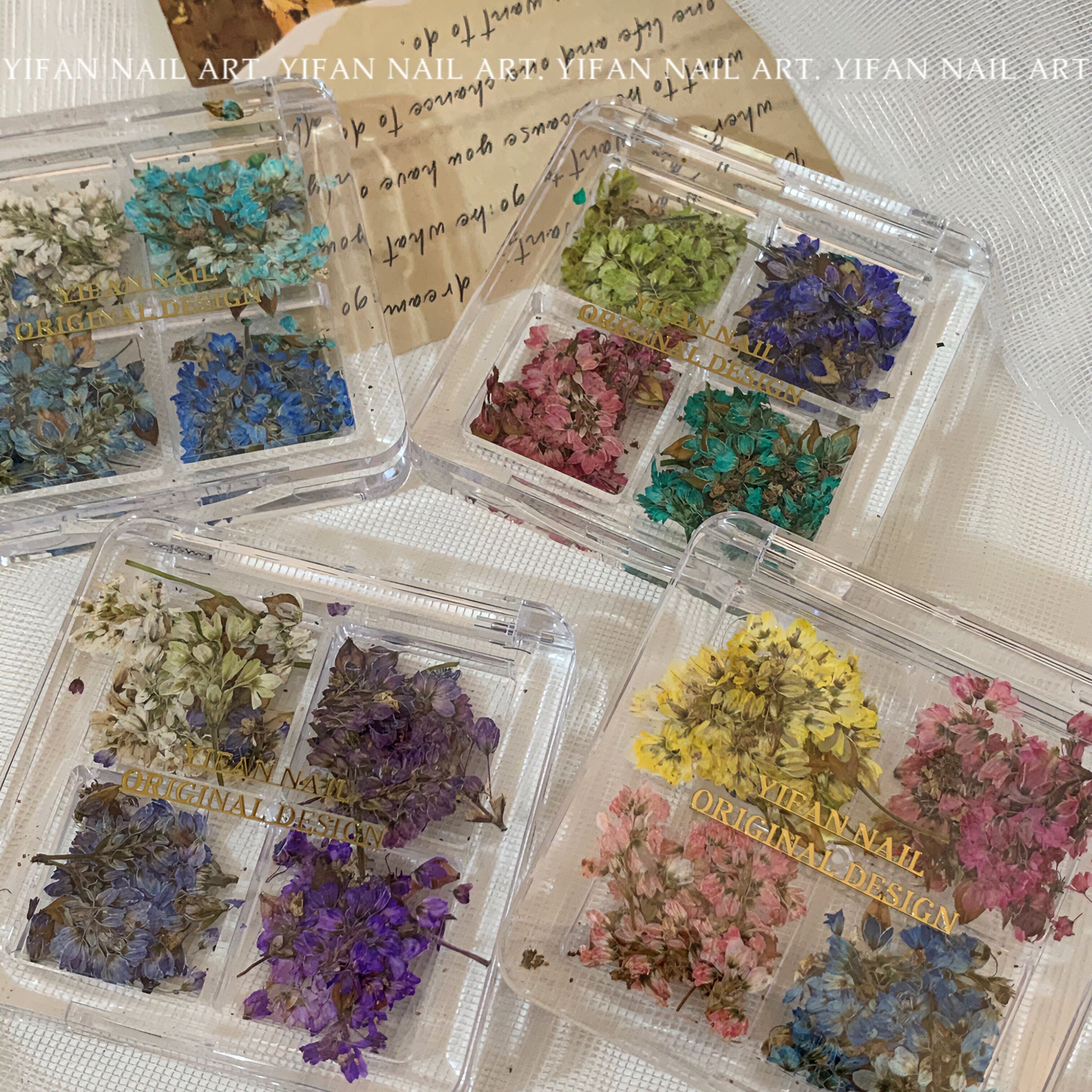 四宫格手工天然混色干花美甲饰品
