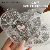 YIFANNAIL高精品 仿华33切尖底圆钻 银白圆尖填缝美甲钻S92