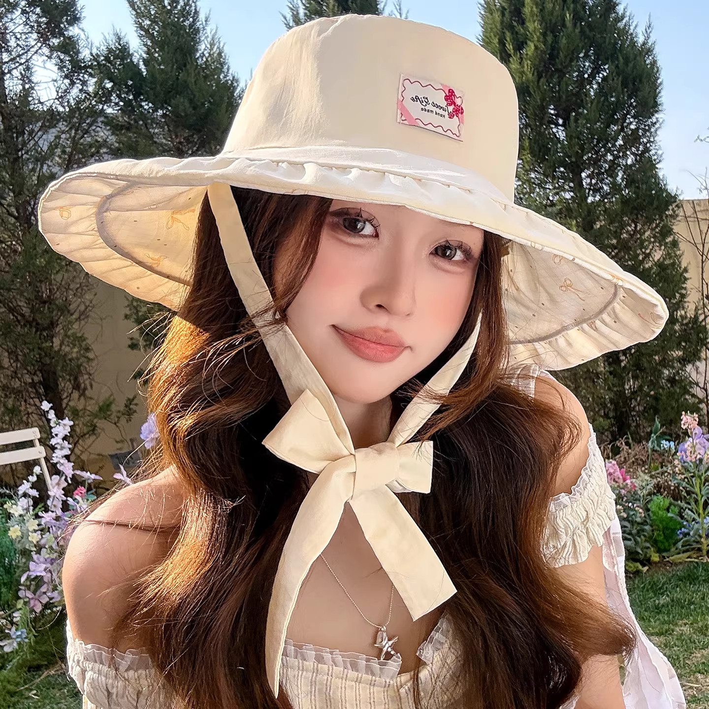 绑带渔夫帽可折叠遮脸防晒太阳帽