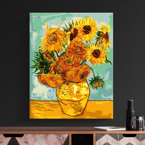 diy解压花卉梵高向日葵油彩画