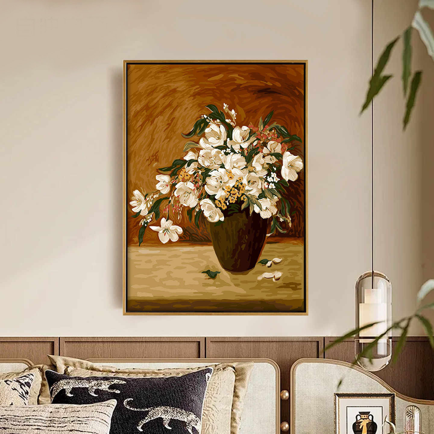 数字油画DIY填色画手工涂色画画填充油彩画花卉丙烯装饰挂画 暮香