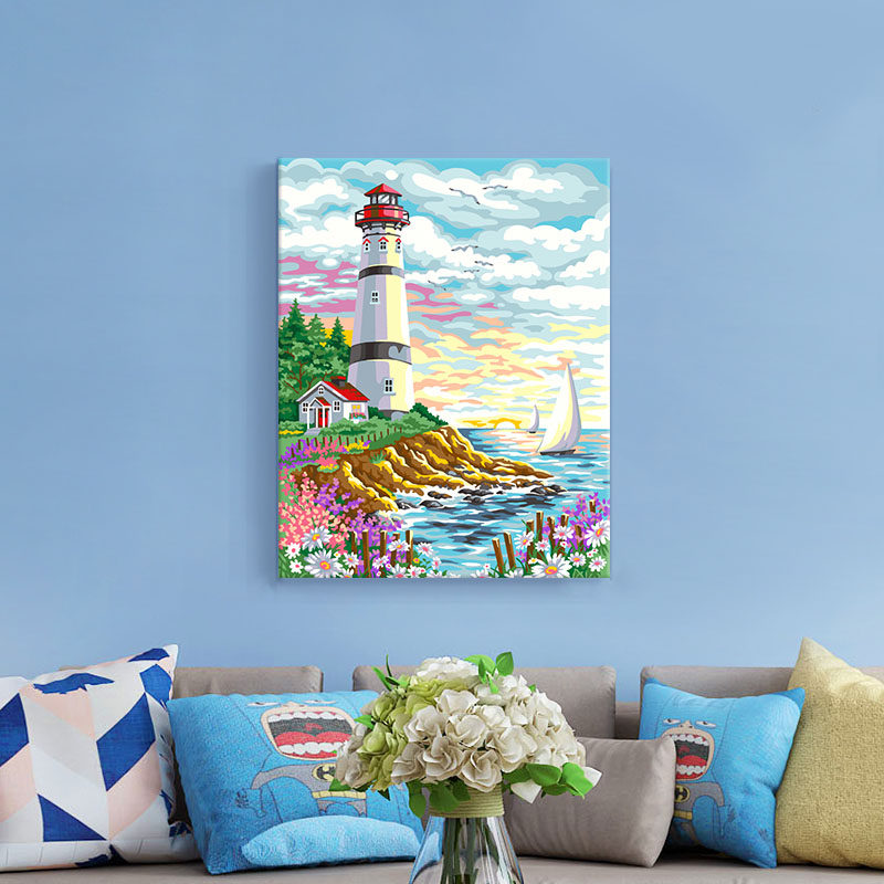 diy数字油画风景丙烯填色油彩画