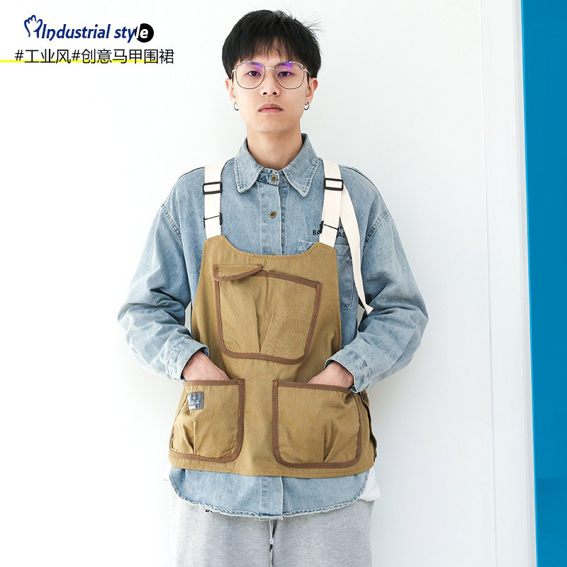 创意围裙美式复古工业风罩衣咖啡师奶茶店餐厅服务员工作服印logo