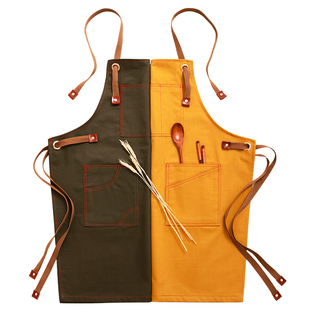 围裙女厨房烘焙罩衣咖啡师奶茶店服务员儿童美术工作服男定制logo