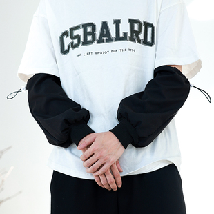 高档四季通用螺纹口防水防油不掉胶羽绒服套袖宽松男女办公袖套