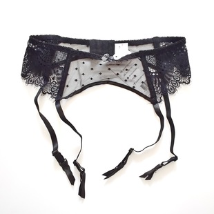 可调节 透明薄纱蕾丝金属袜扣4钩丝袜固定夹吊袜带有大码 包邮