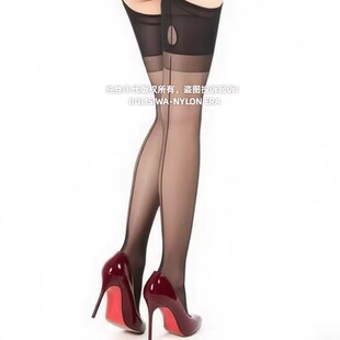 包邮多双复古欧美风弹性超薄定脚型中缝后竖线三角跟锁眼长筒丝袜