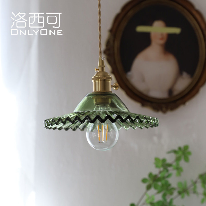 洛西可 日式美式餐厅吧台阳台卧室床头单头小吊灯黄铜玻璃灯具,家装灯饰光源,卧室/书房吊灯,淘宝优惠券,粉丝福利购,淘宝优惠卷