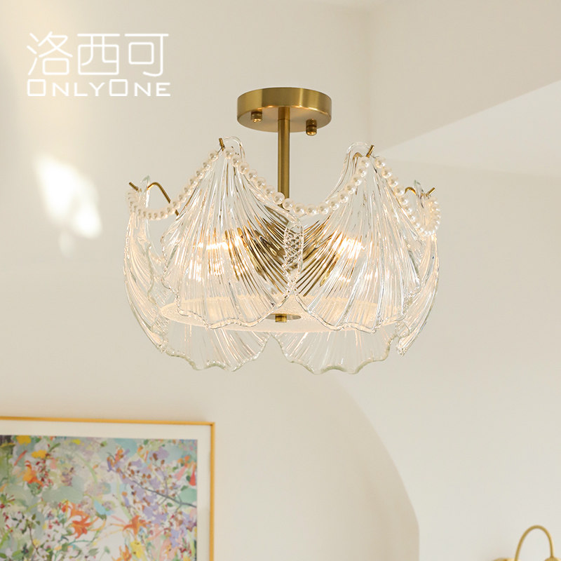 洛西可 法式浪漫清光贝壳玻璃吸顶灯 美式现代客厅餐厅主卧室灯具,家装灯饰光源,餐厅/卧室/书房吸顶灯,淘宝优惠券,粉丝福利购,淘宝优惠卷
