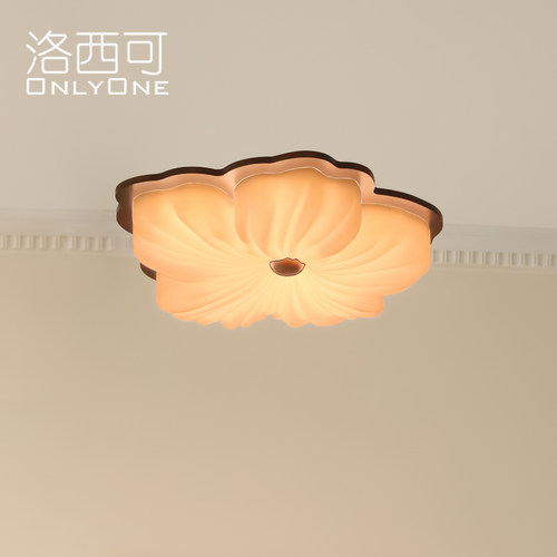 洛西可 中古花朵吸顶灯 复古新中式侘寂风餐厅卧室客厅奶油风灯具
