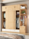全实木推拉门衣柜现代简约小户型储物柜家用卧室移门组合原木衣橱