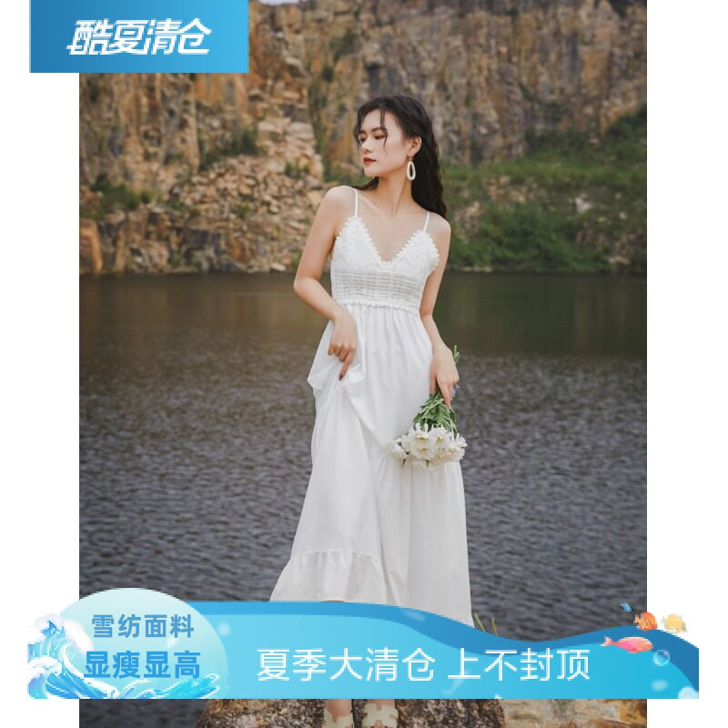 休闲A字雪纺纯色露背蝴蝶结凉感