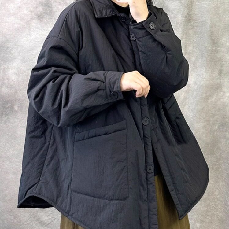 无品牌涤纶中长复古宽松棉服保暖