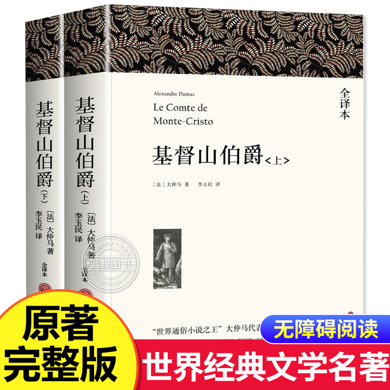 上下册2册带注释基督山伯爵大仲马著正版原著完整版无删减全译本高中暑假成人版初中生高中生课外书阅读课外阅读书籍世界名著