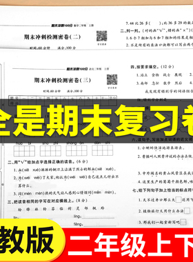 【老师推荐】二年级试卷测试卷期末冲刺100分总复习语文数学全套上册下册同步教材真题练习册二上专项训练人教版模拟考试卷子2上RJ