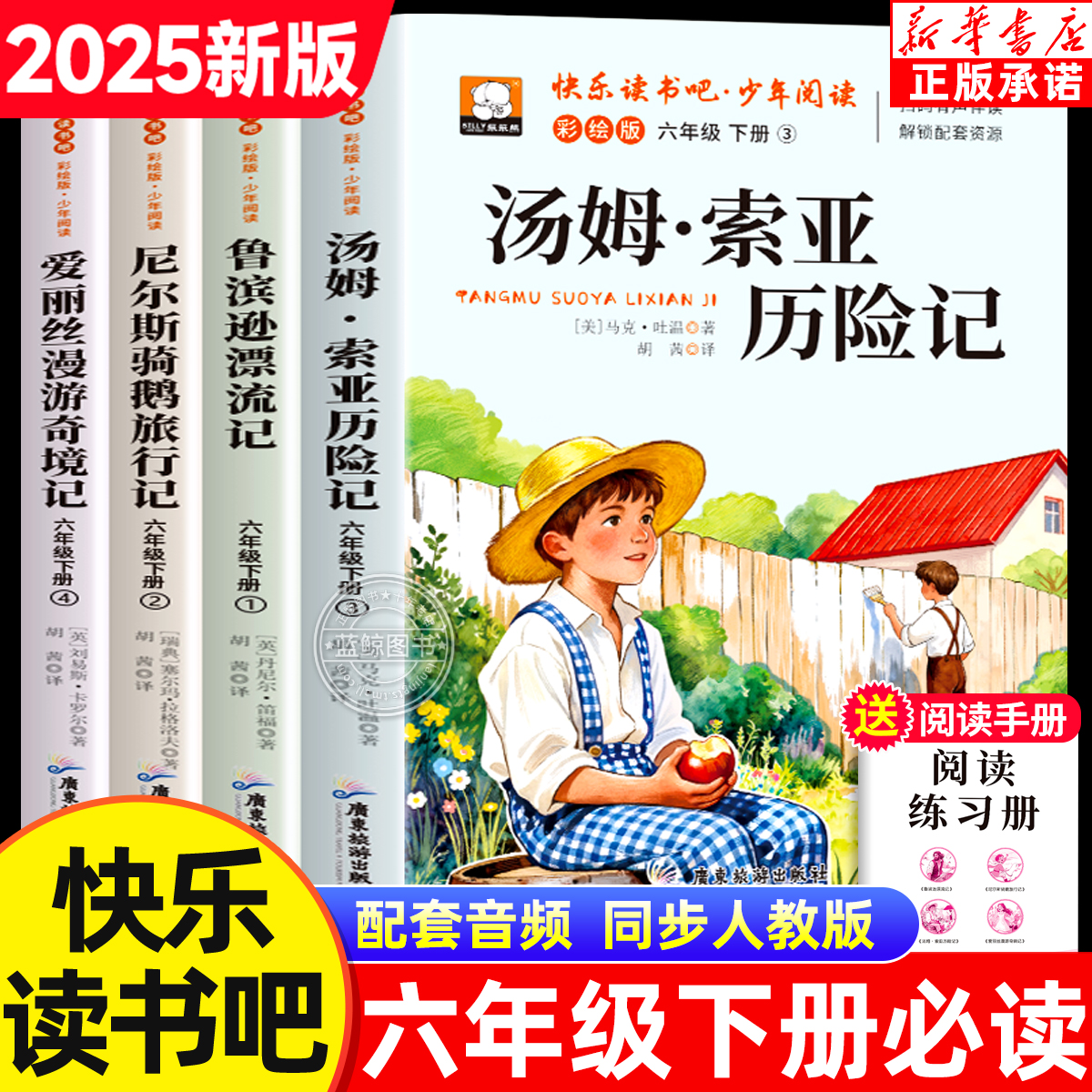 2025快乐读书吧六年级下册必读课外书全4册汤姆索亚历险记爱丽丝漫游奇境记鲁滨逊漂流记尼尔斯骑鹅旅行记小学生阅读书籍老师推荐
