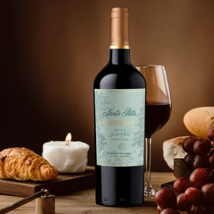 智利原装进口圣丽塔园林珍藏赤珠霞13.5度干红葡萄酒送礼聚会