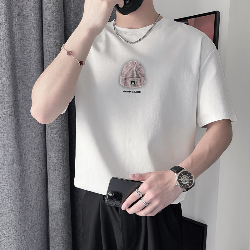 DT89-P45控65短袖圆领套头设计高级感时尚百搭潮流休闲男士T恤黑,男装T恤,电商A208