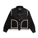 J75-P98控138春秋款男士痞帅外穿长袖百搭潮流条纹夹克外套黑首，男装夹克，电商A208
