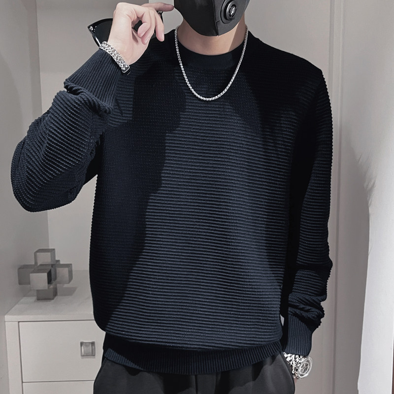 E258-特P88控118设计高级感百搭保暖针织羊毛衫男轻奢纯色毛衣黑，男装针织衫/毛衣，电商A208