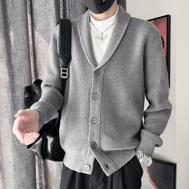 E239-P118控158设计高级感百搭针织羊毛衫纽扣款男士开衫毛衣咖,男装针织衫/毛衣,电商A208