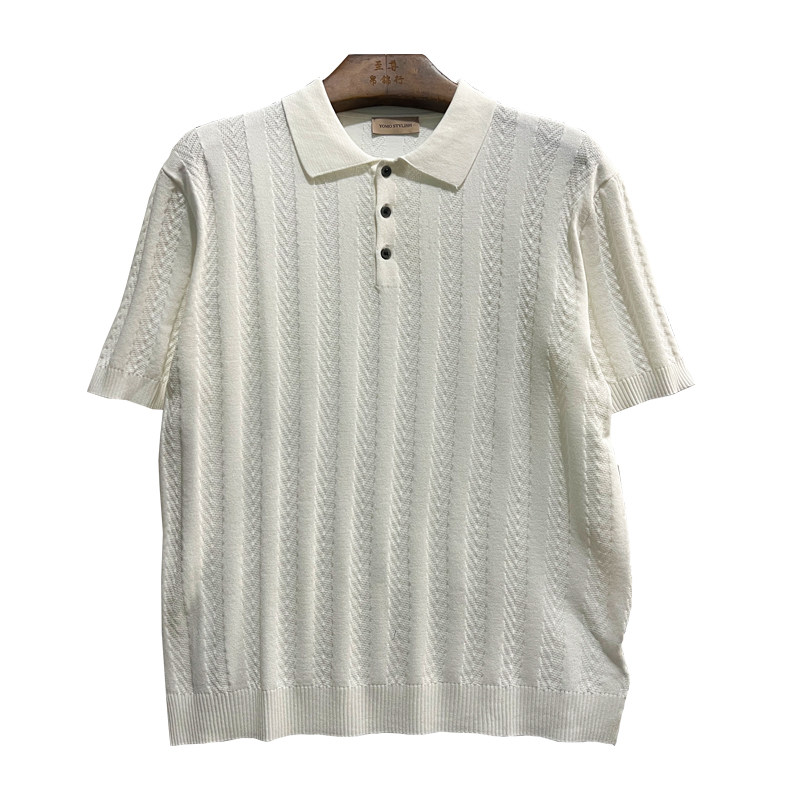 DT61-P68控98夏短袖套头提花翻领POLO衫T恤休闲百搭潮针织衫男白,男装T恤,电商A208