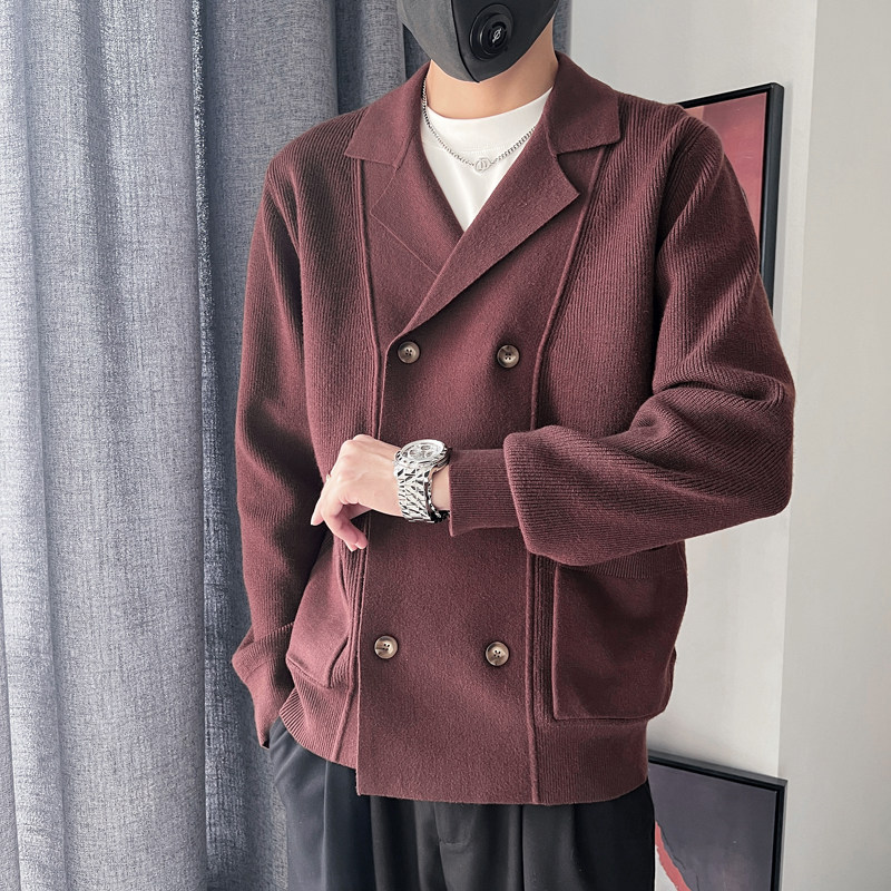 E255-P118控158百搭设计高级感纯色针织羊毛衫男士开衫毛衣咖,男装针织衫/毛衣,电商A208