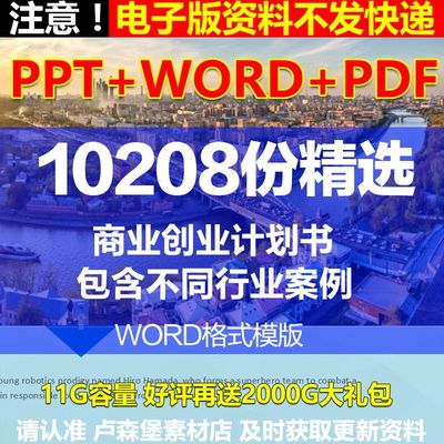 ppt模板商业计划书word创业项目可行性报告融资策划推广方案
