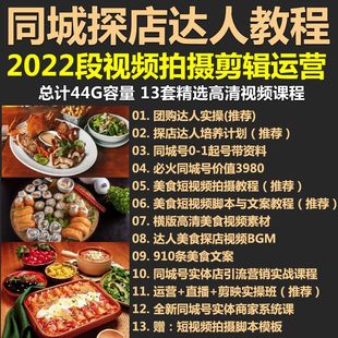 美食探店团购探店达人培养计划探店视频脚本短视频拍摄剪辑文案课