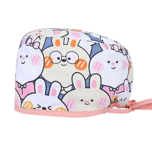 蝶芭朵手术帽纯棉女护士帽手术室专用帽子小花帽男医生口腔工作帽