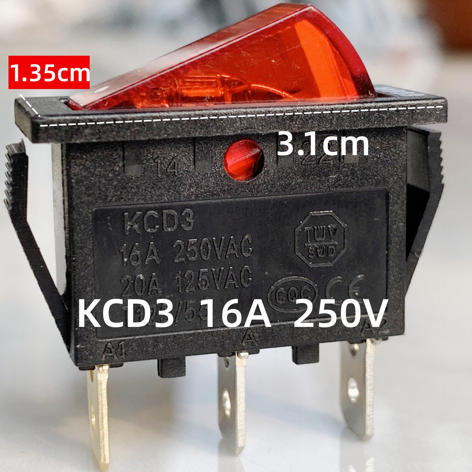 电热锅炒锅开关摁扭带灯500W800W瓦电饭锅配件KCD3船型开关