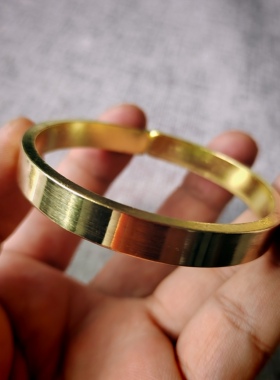 手工黄铜手镯平面光面简约时尚镯子实心纯铜无镀层女款加厚