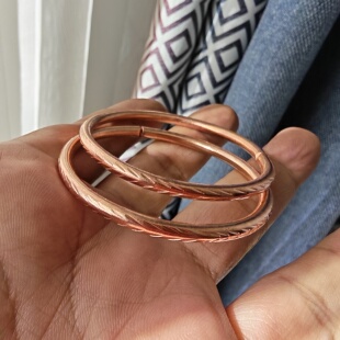 少年大龄儿童6-12岁纯铜手镯红铜紫铜纯手工打造铜镯子