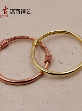 同古纯黄推拉成人款民族风铜手镯