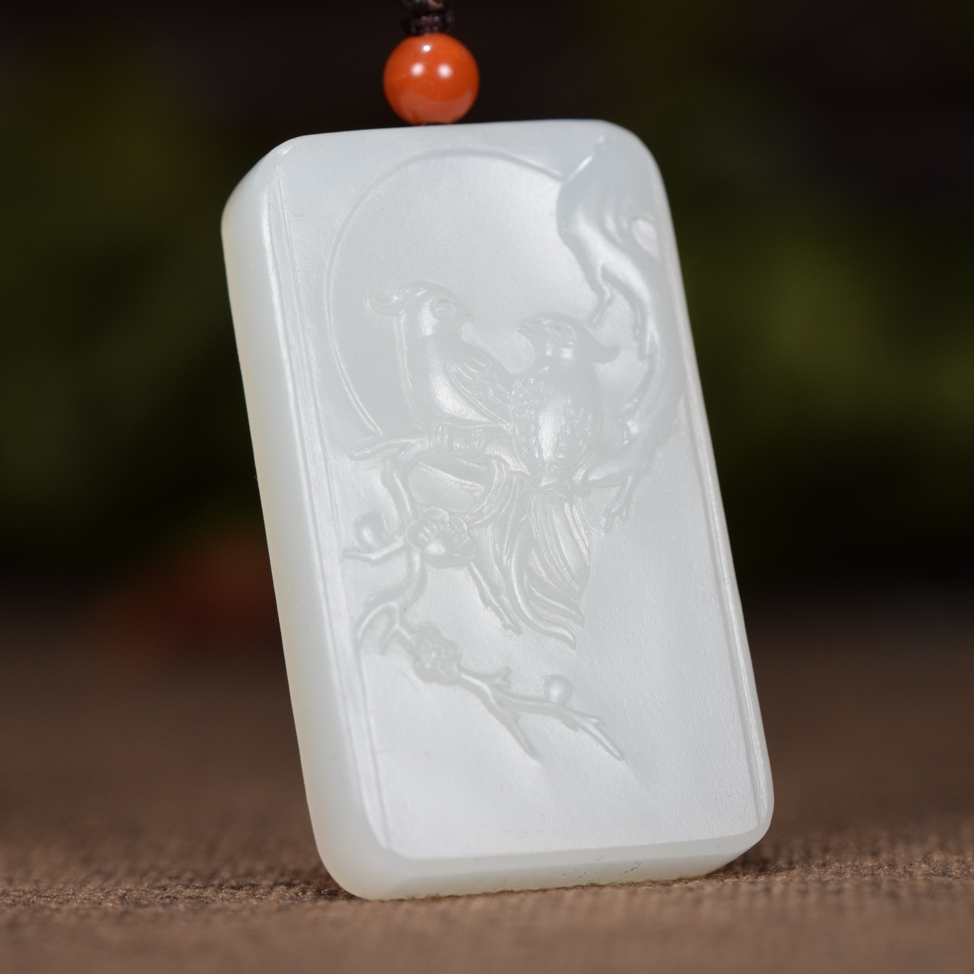 喜上眉梢花鸟挂件新疆和田玉籽料