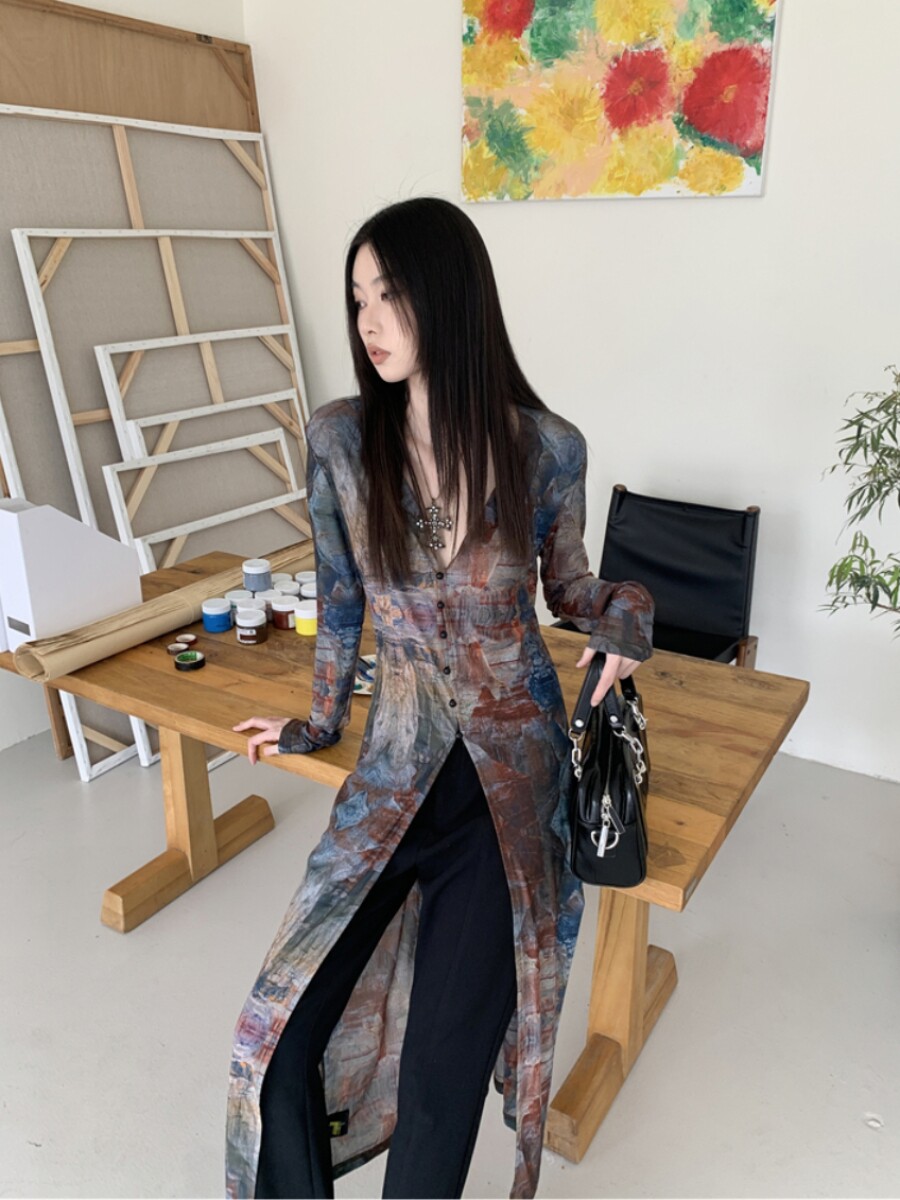 法式复古油画网纱防晒开衫外套