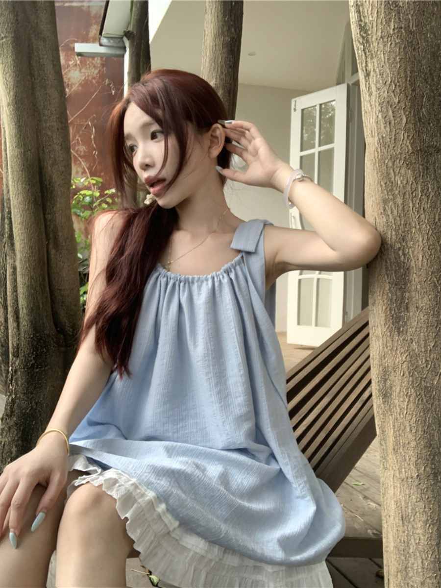 蝴蝶结绑带小背心宽松吊带上衣