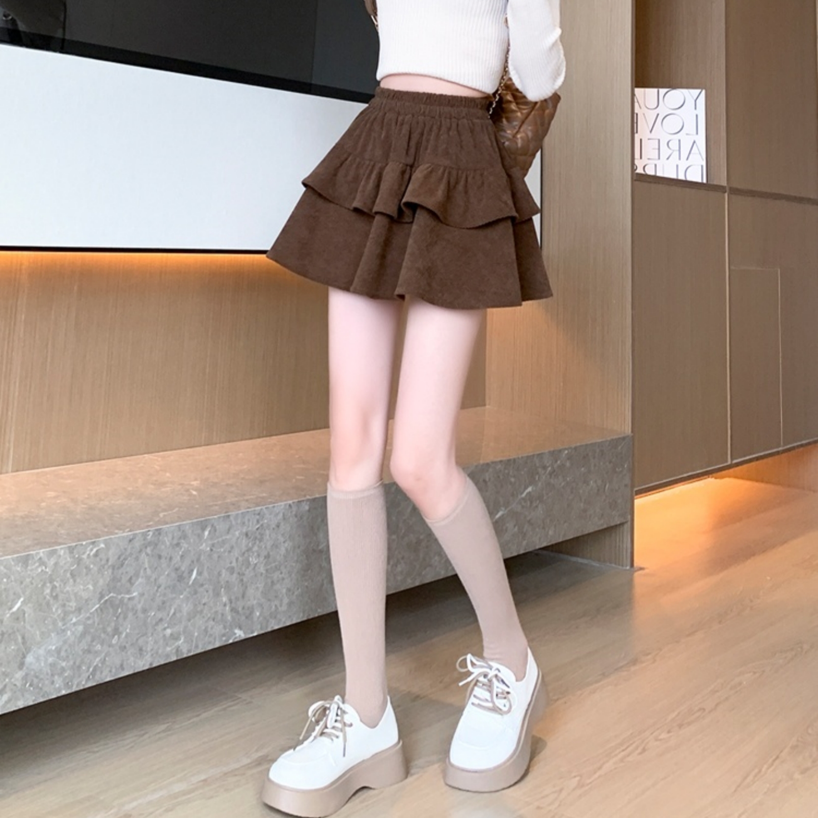 法式休闲复古灯芯绒半身裙女春秋