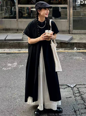 法式复古长款黑色防晒开衫外套女