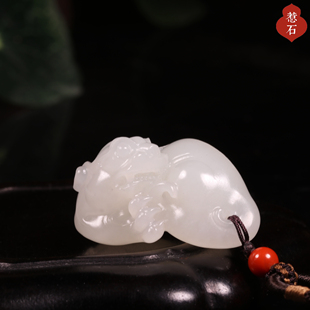 17.1克新疆和田玉籽料白玉貔貅 吊坠挂件苏工 守护