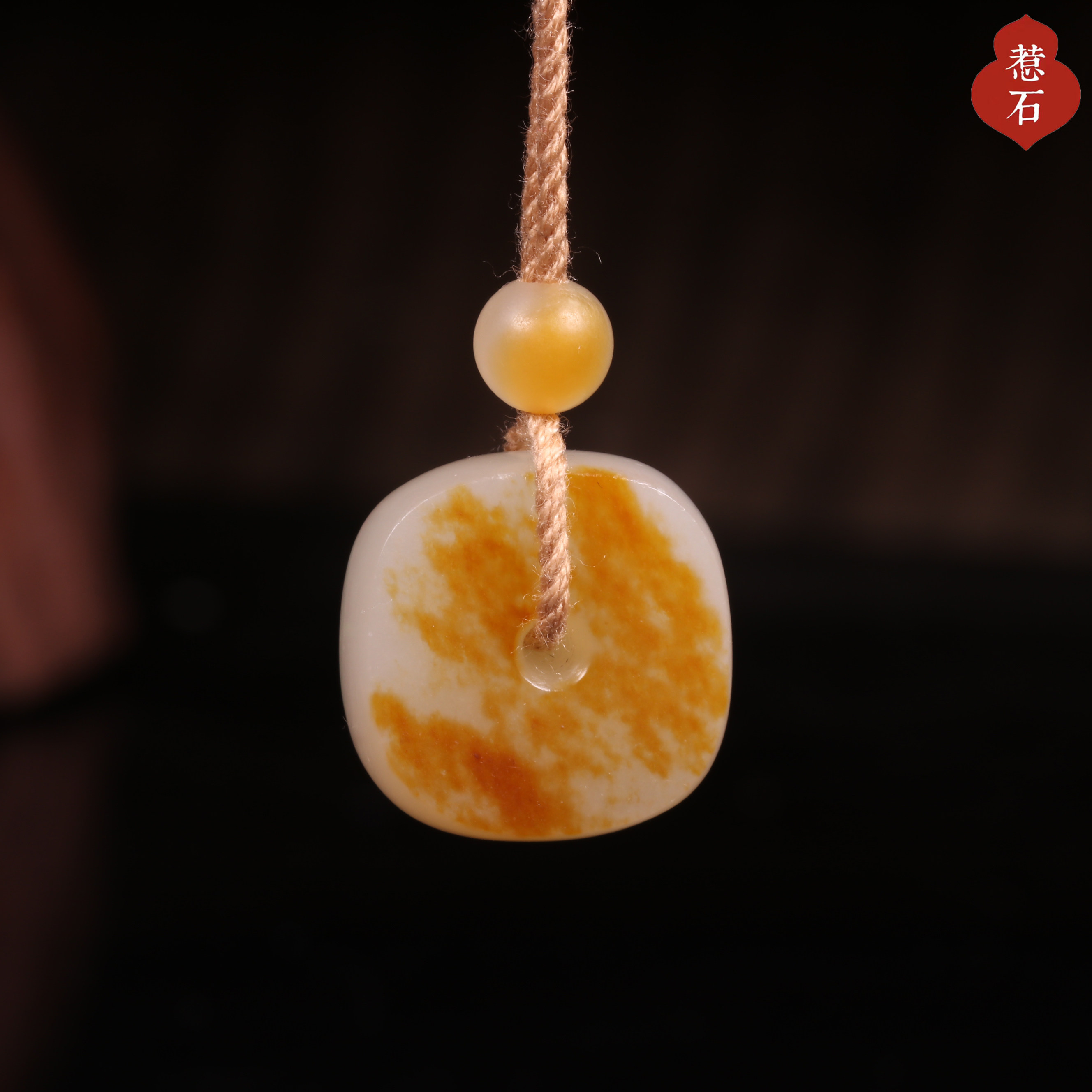 5.1克新疆和田玉籽料吊坠满洒金皮平安扣方扣吊坠挂件苏工