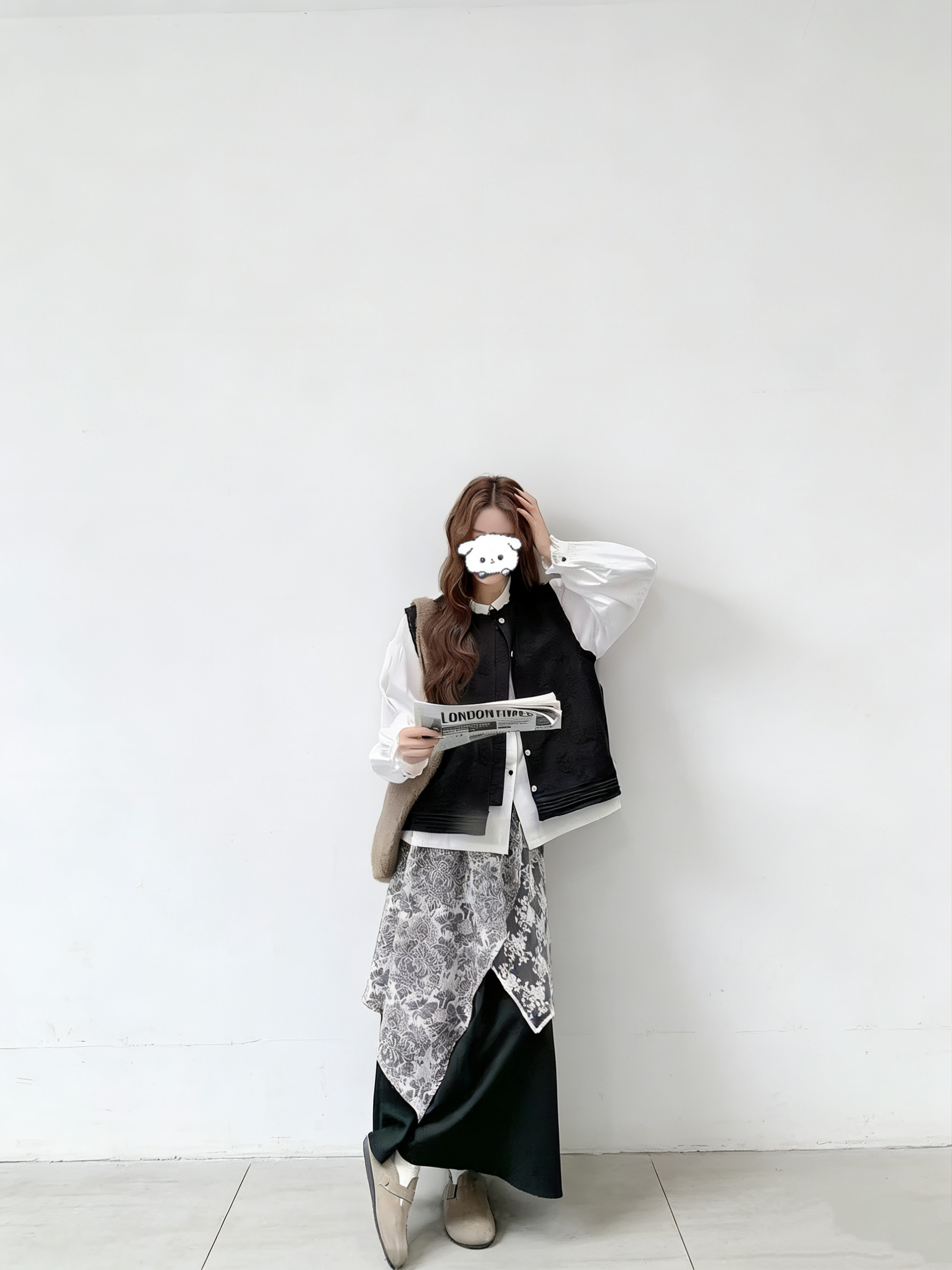 程小姐 大码定制女装2026春夏新款韩版显瘦百搭衬衫马甲半裙套装