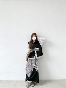 程小姐 大码定制女装2026春夏新款韩版显瘦百搭衬衫马甲半裙套装