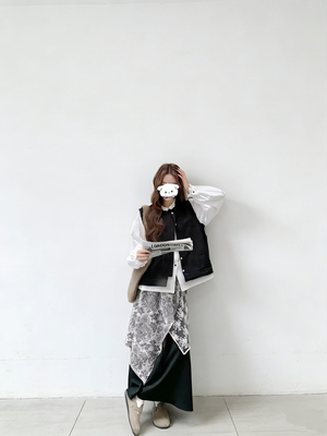 程小姐 大码定制女装2026春夏新款韩版显瘦百搭衬衫马甲半裙套装