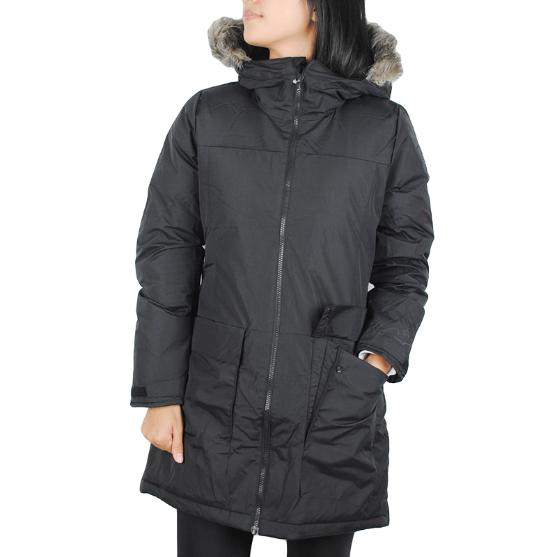 阿迪达斯棉服女2023春季新款可拆卸毛领中长款保暖运动外套BQ6803