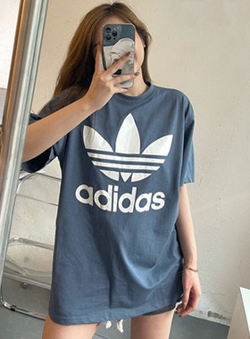 阿迪达斯三叶草短袖女2022春季新款圆领运动服休闲宽松T恤GN2903