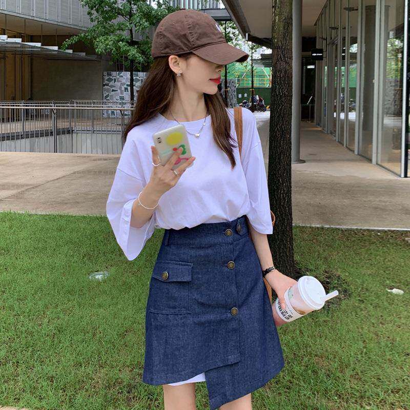 欧洲站2025夏季新款韩风时尚高腰不规则气质炸街半身裙休闲两件套