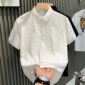 欧洲站~欧货小众高级感！潮牌时尚轻奢男士T恤短袖提花Polo衫