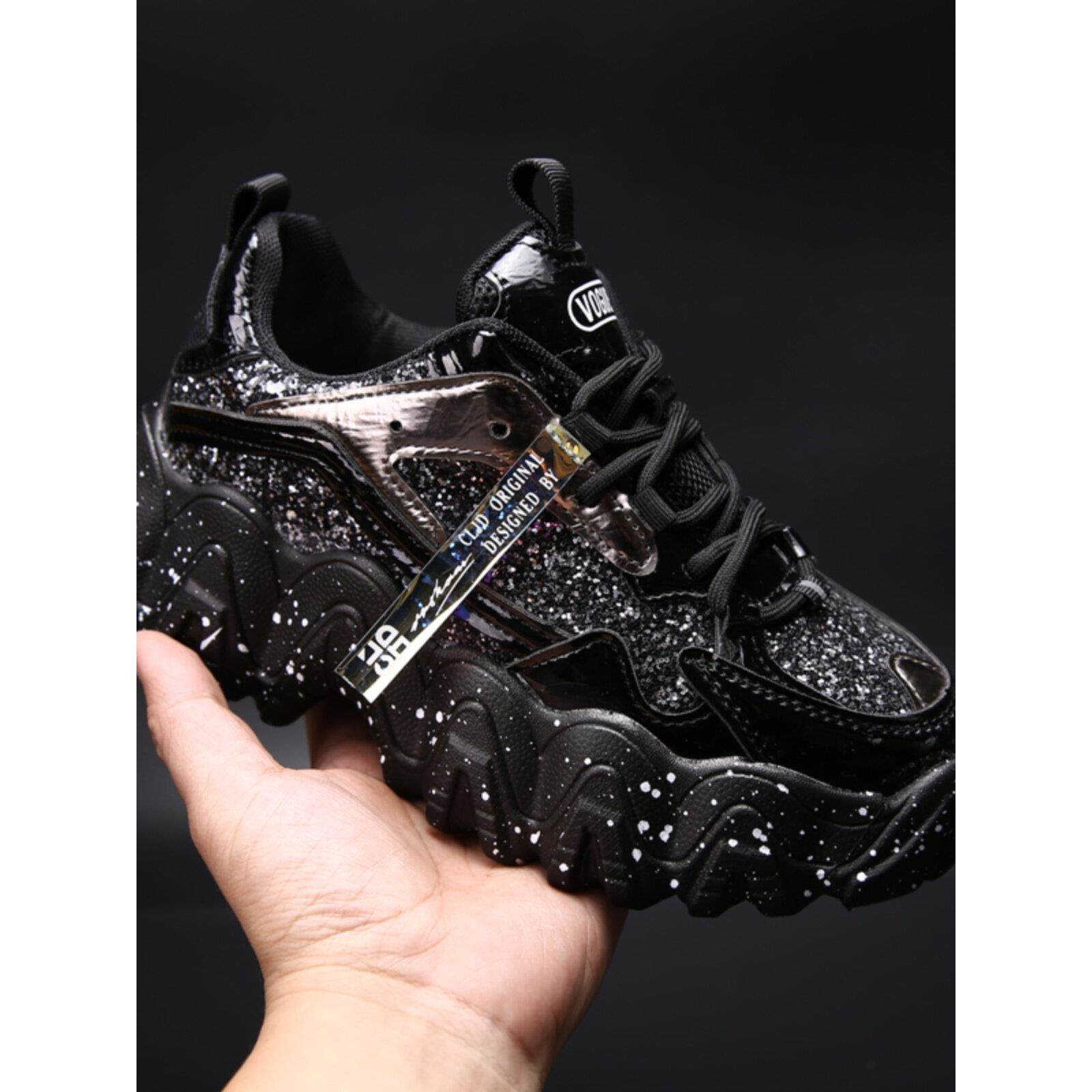 时尚品牌2025新款Trbottomy网红厚底增高鞋时尚超级热莱茵石光泽